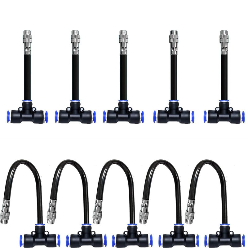 Wexecon 8mm Tee Sprinklers for Yard 10-Pack with Adjustable Micro Mist and Irrigation Cooling for Garden Irrigation, Machine Tool Cooling and More (4") - Image 1